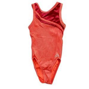 ALPHA Factor Gymnastics Leotard Orange Red Dot Iridescent CXS Child Extra Small